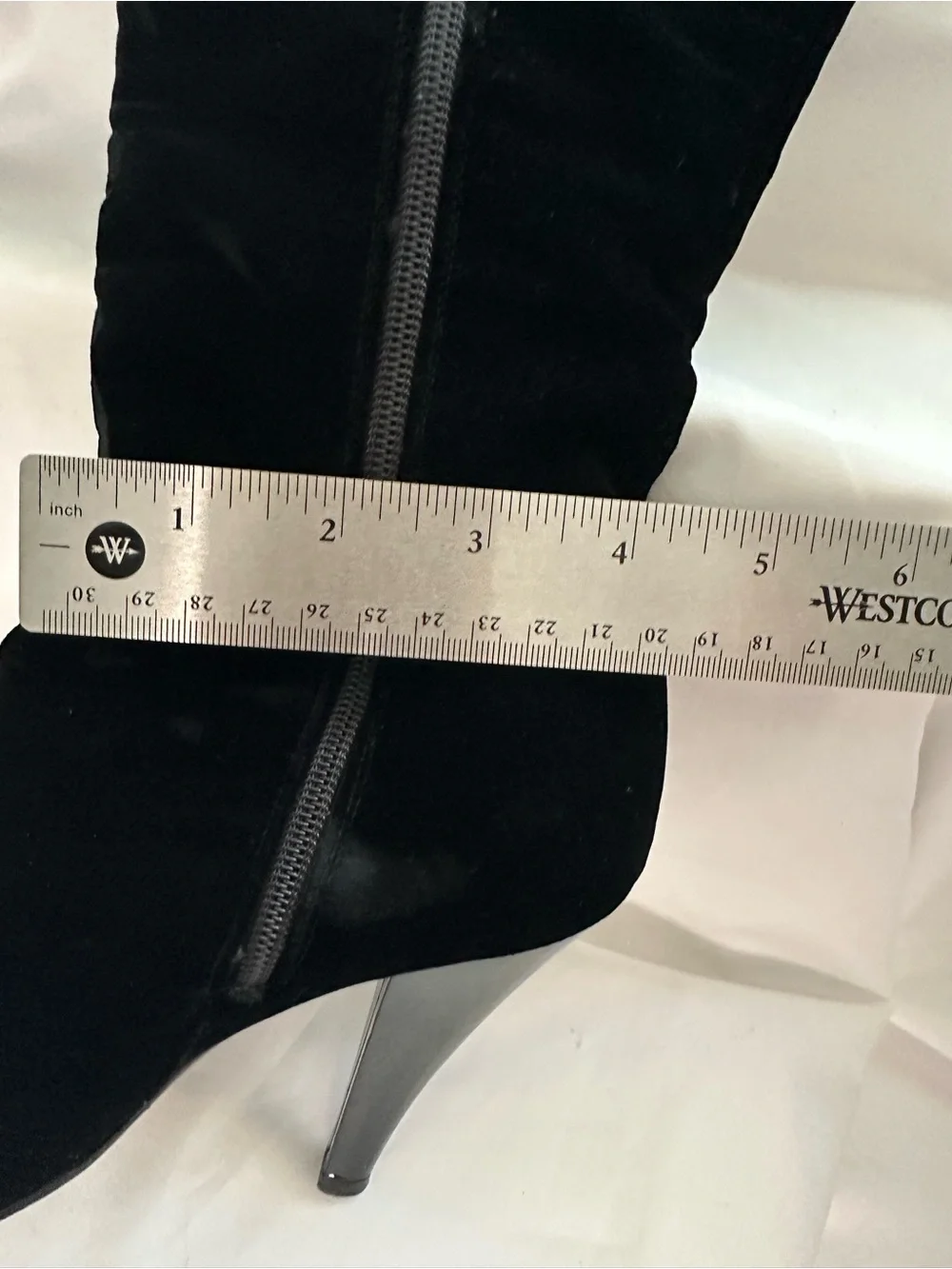 CHANEL Black Velvet Patent Leather Knee High Boots EU 36.5